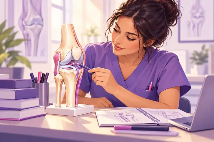 Ilustración formativa de Cirugía de rodilla: preparación y cuidados